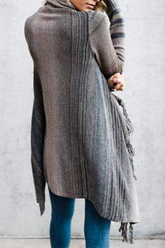 Casual Print Tassel Patchwork Tops